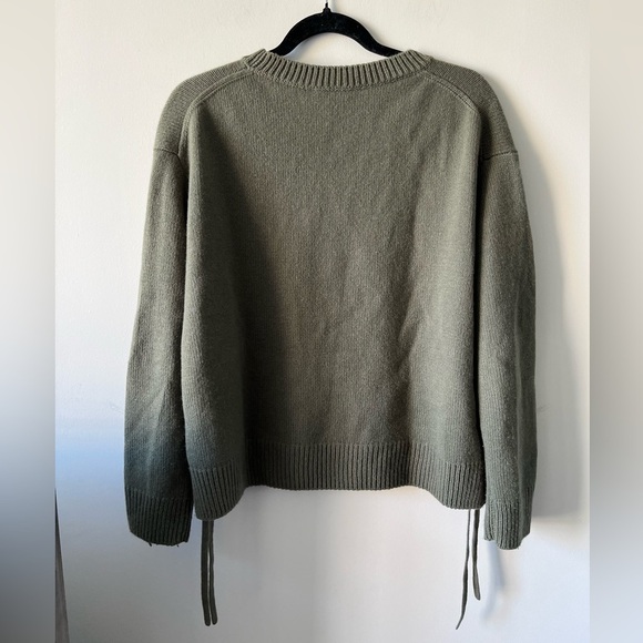 VINCE - 100 % Cashmere Lace-up Pullover Sweater in Olive Green (Size XS) - Picture 5 of 14